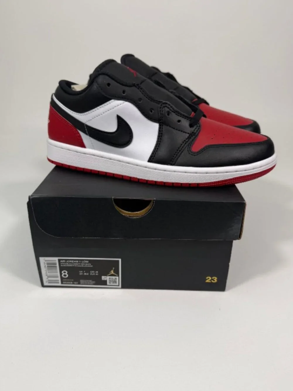 Men Air Jordan 1 Low Sneakers 8 White/Black-Varsity Red-White